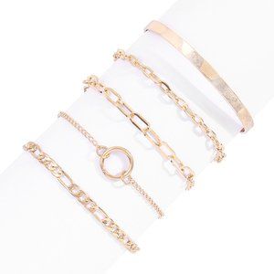 5pcs 18K Gold Plated Bracelet Set